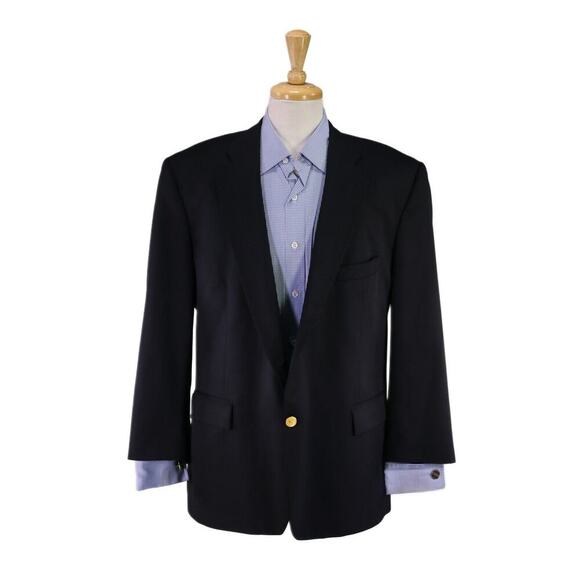 Brooks Brothers Navy Blue w/ Gold Metal Buttons Wool 2-Btn Blazer Jacket 48R